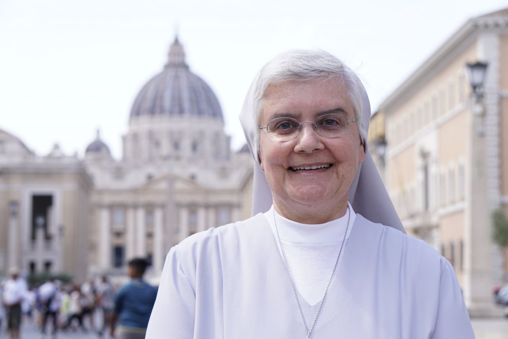 Sister Idília Carneiro poses for a portrait outside St. Peter's Square at the Vatican.