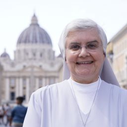 Sister Idília Carneiro poses for a portrait outside St. Peter's Square at the Vatican.