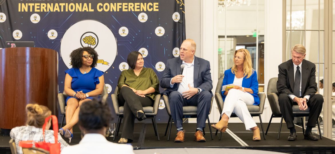 The honorees of the 2023 Women in STEM Leadership International Conference participate in a panel discussion.