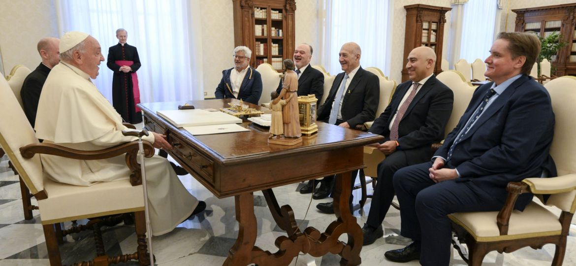 POPE FRANCIS WITH ISRAELI AND PALESTINIAN LEADERS