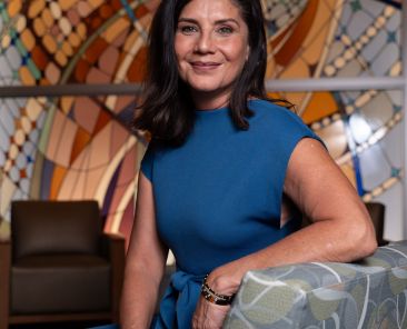 Dallas Diocese Chaplain Marilena Carrera photographed outside of Parkland Hospital in Dallas, on Sept. 25, 2024.