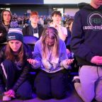 Young people pray during the first-ever Life Fest Jan. 20, 2023, at the Entertainment & Sports Arena in Washington. (OSV News photo/Jeffrey Bruno, Knights of Columbus)