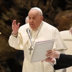 Pope Francis gives his blessing during his weekly general audience in the Paul VI Audience Hall at the Vatican Jan. 8, 2025. (CNS photo/Lola Gomez)