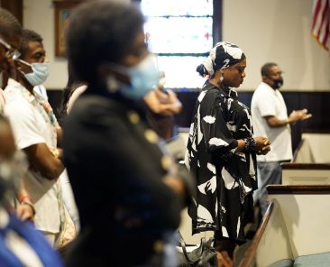 Worshippers pray during a weekly Sunday Mass at St. Martha Church in Uniondale, N.Y., Aug. 15, 2021. In-person Sunday Mass attendance in the U.S. is back to 2019 pre-pandemic levels of 24%, according to data from the Center for Applied Research in the Apostolate at Georgetown University. (OSV News photo/Gregory A. Shemitz, CNS)