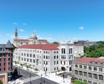 A drone photo shows the campus of The Catholic University of America in Washington May 31, 2024. The university is now recognized as an elite R1 research designation, joining six other Catholic institutions holding that status, which is granted by the Carnegie Classifications of Institutions of Higher Education. (OSV News photo/courtesy Catholic University of America)