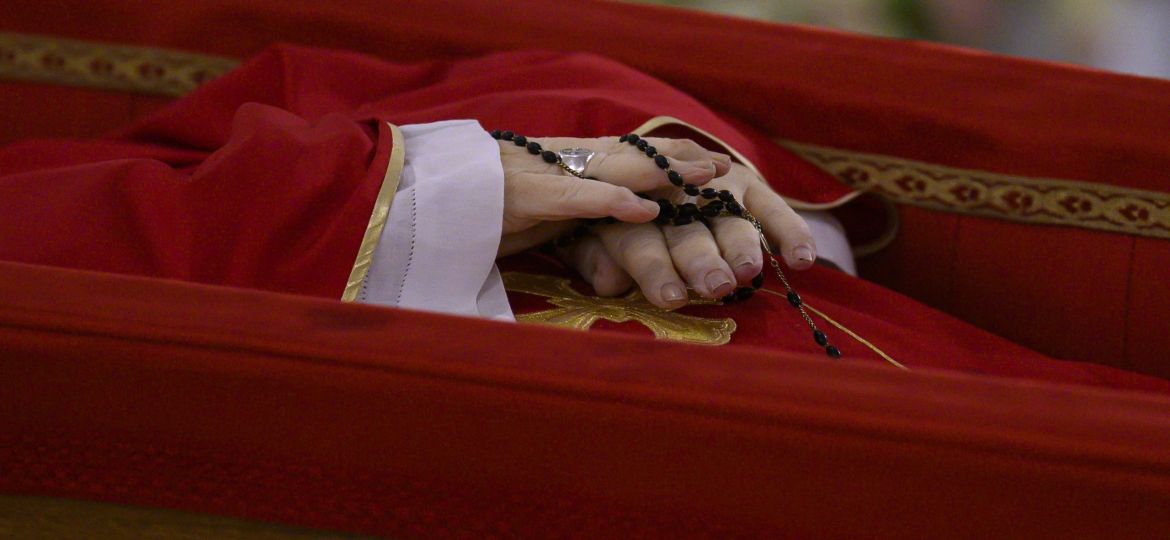 POPE FRANCIS IN HIS COFFIN AT SANTA MARTA