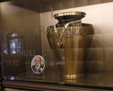 A file photo shows an urn containing cremated remains in Holy Sepulchre Cemetery mausoleum in Coram, N.Y. (OSV News photo/Gregory A. Shemitz)