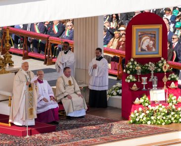 Pope Leo XIV gives his homily during Mass for the canonization of seven new saints in St. Peter’s Square at the Vatican Oct. 19, 2025. (CNS photo/Lola Gomez)
