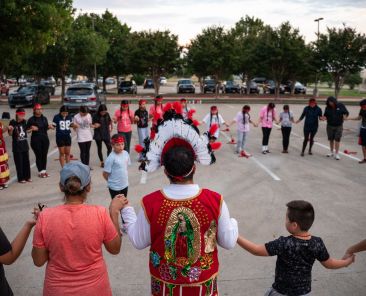 during a rehearsal for the matachines dancers from St. Michael The Archangel in McKinney, on Thursday, August. 21, 2025.