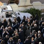 Pope Leo XIV rides the popemobile in St. Peter's Square at the Vatican before his weekly general audience Nov. 12, 2025. (CNS photo/Vatican Media)