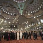 Pope Francis visits the Sultan Ahmed Mosque, also known as the Blue Mosque, in Istanbul in this 2014 file photo. Pope Leo XIV is scheduled to visit the mosque Nov. 29. (CNS photo/Vatican Media)