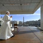 Pope Leo XIV arrives for his weekly general audience in St. Peter's Square at the Vatican Nov. 26, 2025. (CNS photo/Vatican Media)