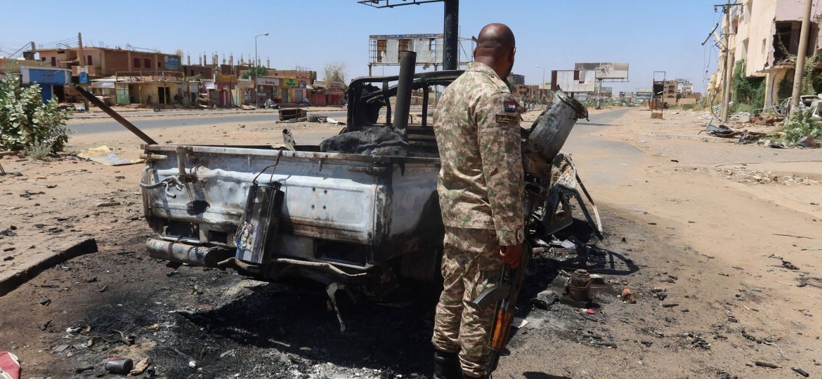 SUDAN SOLDIER DESTROYED VEHICLE