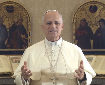 Pope Leo XIV is seen in a screenshot delivering a video message to young Catholics attending at SEEK26 -- his latest of several video messages to youth in the U.S. since becoming pope. The annual gathering -- taking place Jan. 1-5 at event locations in Columbus, Ohio, Denver and Fort Worth, Texas -- has drawn an estimated 26,000 participants for talks and workshops on encountering Christ, with the schedule including daily Mass, Eucharistic adoration, the sacrament of reconciliation and fellowship. (OSV News screenshot/Vatican News)