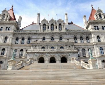 A file photo shows the front of the New York state Capitol in Albany. The state of New York ended its effort to apply its abortion mandate to Catholic and Anglican nuns, Catholic dioceses, Christian churches and faith-based social ministries, bringing its long-running fight in Diocese of Albany v. Harris to a close. (OSV file photo/Mike Crupi, Catholic Courier)