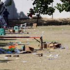 Debris litters a soccer field in the municipality of Salamanca, Mexico, Jan. 26, 2026, after a match at the site where a group of armed attackers killed several people. Gunmen descended from two vehicles and opened fire on players and spectators at the recreational soccer match Jan. 25 in the community of Loma de Flores, according to local officials. (OSV News photo/Juan Moreno, Reuters)