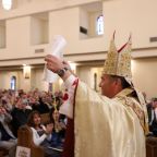 Bishop Mario Alberto Avilés displays the papal bull during his Mass of installation at the Most Precious Blood Church in Corpus Christi, Texas, Jan. 28, 2026. He became the ninth bishop of the Diocese of Corpus Christi. (OSV News photo/courtesy Diocese of Corpus Christi)