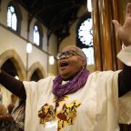 Joan Davenport of St. Thomas Aquinas Parish in Brooklyn, N.Y., reacts to praise and worship music during the inaugural New York Black Catholic Congress at Blessed Sacrament Church in New Rochelle, N.Y., Nov. 22, 2025. Two U.S. bishops in a Feb. 3, 2026, statement urged Catholics to be "faithful stewards of memory" and "courageous witnesses to truth" during Black History Month, observed in February. (OSV News photo/Gregory A. Shemitz)