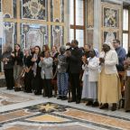 Pope Leo XIV meets with the organizing committee for "From Crisis to Care: Catholic Action for Children" at the Vatican Feb. 5, 2026. (CNS photo/Vatican Media)