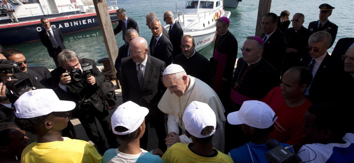 POPE FRANCIS MIGRANTS ITALIAN ISLAND