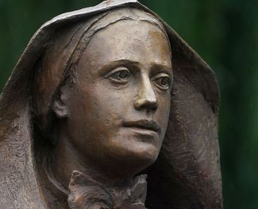 A statue of St. Frances Xavier Cabrini, patron of immigrants, is seen after its unveiling Oct. 12, 2020, in the Manhattan borough of New York City. A Chicago neighborhood is replacing its statue of Christopher Columbus with another Italian Catholic hero and champion of immigrants: St. Frances Xavier Cabrini. (OSV News photo/Carlo Allegri, Reuters)