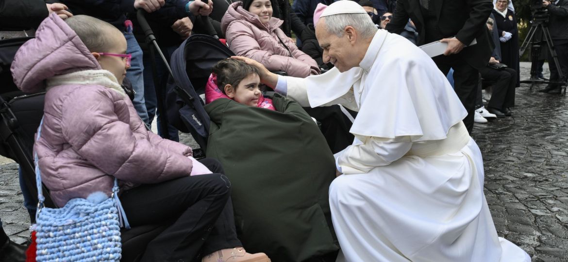 POPE LEO XIV PRAYS LOURDES GROTTO VATICAN GARDENS SICK