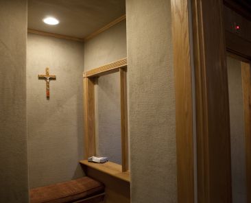 A confessional is seen in a file photo at the Memorial Church of the Holy Sepulcher on the grounds of the Franciscan Monastery in Washington. (OSV News photo/Nancy Phelan Wiechec)