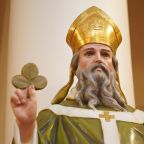 A file photo shows a statue of St. Patrick is seen at the Church of St. Michael in New York City. The feast of St. Patrick, patron of Ireland, is March 17. (OSV News photo/Gregory A. Shemitz)