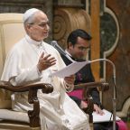 Pope Leo XVI addresses broadcast journalists who produce the TG2 news programs for the Italian state-owned television channel, Rai 2, during a March 16, 2026, audience in the Clementine Hall of the Apostolic Palace at the Vatican. (OSV News photo/Elisabetta Trevisan, Vatican Media)
