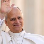Pope Leo XIV greets visitors and pilgrims from the popemobile while riding around St. Peter’s Square at the Vatican before his weekly general audience March 18, 2026. (CNS photo/Lola Gomez)