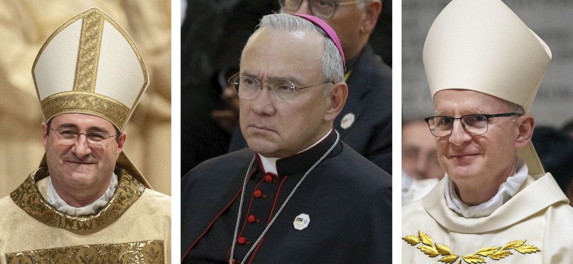 COMBINATION PHOTO ARCHBISHOPS EDGAR PE-A PARRA, PAOLO RUDELLI, PETAR RAJI