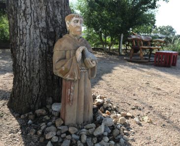 A statue of St. Francis of Assisi is seen in a garden at Community First! Village in Austin, Texas, Sept. 9, 2021. (CNS photo/Bob Roller)