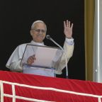 Pope Leo XIV leads the "Regina Caeli" prayer in St. Peter's Square at the Vatican April 6, 2026. Pope Leo paid tribute to Pope Francis and called on Catholics to follow the late pontiff's example in proclaiming the truth in a troubled world. (OSV News photo/Elisabetta Trevisan, Vatican Media)