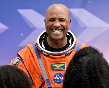 Artemis II NASA astronaut Victor Glover greets family members before boarding the astronaut van for the drive to launch pad 39B at the Kennedy Space Center in Cape Canaveral, Fla., April 1, 2026. (OSV News photo/Steve Nesius, Reuters)