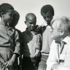 Msgr. Robert Coll, creator of the Rice Bowl Lenten initiative, speaks with youth during a Catholic Relief Services mission to African nations in this undated photo. Msgr Coll died April 20, 2026, at age 95 in Naples, Fla. (OSV News photo/courtesy Archdiocese of Philadelphia/Al and Camille St. Pierre) EDITORS: BEST QUALITY AVAILABLE.