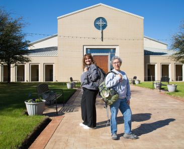 (l-r) Estela Valdes, Principal at St. Cecilia Catholic School in Dallas and Lydia Torrez, School President will hike El Camino de Santiago in Spain this March.