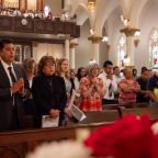 Deacon Ruben Vargas and his wife Evangelina Vargas stand for prayer during the Neophyte Mass, on June 07, 2025 at the National Cathedral Shrine of Our Lady of Guadalupe in Dallas.