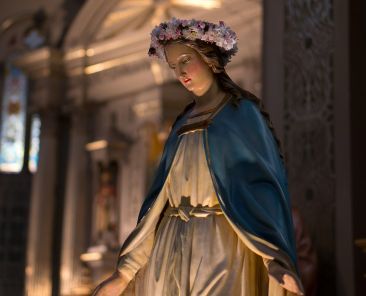 A statue of Mary is seen at Old St. Mary's Catholic Church in the Greektown neighborhood of Detroit in this 2015 file photo. The Detroit Archdiocese is celebrating the new feast day for Mary, Mother of the Church with a May 21 Mass at Old St. Mary's followed by a May Crowning and procession. (CNS photo/courtesy Archdiocese of Detroit) See FEAST-MARY-MOTHER-CHURCH May 9, 2018.