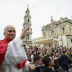 Pope Leo XIV arrives to celebrate Mass in Piazza Bartolo Longo in Piazza Bartolo Longo in front of the Pontifical Shrine of the Blessed Virgin of the Rosary of Pompeii near Naples, Italy, May 8, 2026, on the first anniversary of his election as the first American pontiff. (OSV News photo/Simone Risoluti, Vatican Media)