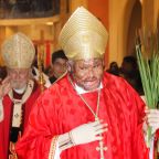Bishop Pierre-André Dumas of Anse-à-Veau-Miragoâne, Haiti, processes during Palm Sunday Mass at St. Mary Cathedral in Miami March 29, 2026. (OSV News photo/Andoni Biurrarena, Florida Catholic)