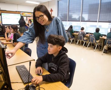 Students at St. Cecilia Catholic School in Dallas will have at their disposal the school's summer credit recovery program. Middle school summer school teacher Lola Rodriguez will be available to support them as they use technology and online learning platforms.