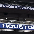 This is a view of FIFA signage at Houston Stadium May 27, 2026, ahead of the FIFA World Cup June 11-July 19. Mandatory Credit: (OSV News photo/Maria Lysaker-Imagn Images via Reuters)