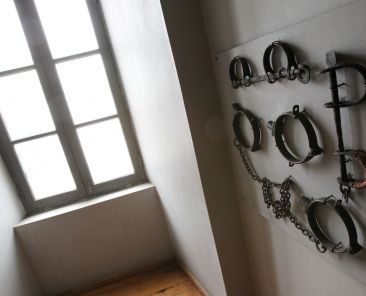 Shackles, used during the slave trade, are seen in a file photo displayed at the Cape Coast Castle Museum in Cape Coast, Ghana. Established as a fortress for the trade of gold and other valuable resources, the castle was later used as a dungeon for holding slaves before their transfer to the Americas. (OSV News photo/Nancy Wiechec)