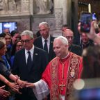 Pope Leo XIV greets faithful after he attended the midday prayers at the Cathedral of the Holy Cross and St. Eulalia, during his apostolic journey, in Barcelona, Spain, June 9, 2026. (OSV News photo/Bruna Casas, Reuters)