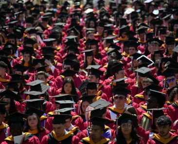 Members of the St. John's University class of 2026 attend commencement ceremonies May 17, 2026, at the Vincentian school's campus the Jamaica section of the New York borough of Queens. (OSV News photo/Gregory A. Shemitz)
