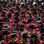 Members of the St. John's University class of 2026 attend commencement ceremonies May 17, 2026, at the Vincentian school's campus the Jamaica section of the New York borough of Queens. (OSV News photo/Gregory A. Shemitz)