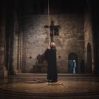 A monk rings a bell in Fontgombault Abbey in France in an undated photograph. As preparations begin for the 1,500th anniversary of the founding of Italy's Monte Cassino, the mother abbey of Western monasticism established by St. Benedict in 529, the Benedictine Confederation has launched a new website designed to connect pilgrims, visitors and spiritual seekers with monasteries around the world. (OSV News photo/courtesy Lux Lumen)