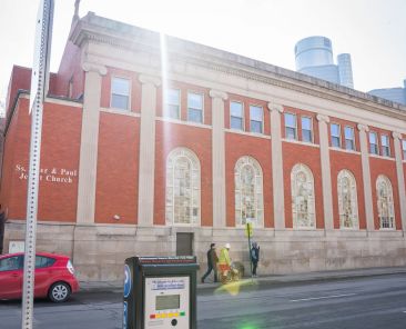 Sts. Peter and Paul Church, a Jesuit-staffed church in downtown Detroit, is pictured in this undated photo. Starting in 2028, the Society of Jesus in the United States and Canada will combine its five novitiate programs in North America into two, with one of the new novitiates to be located at the University of Detroit Mercy's Lansing-Reilly Hall, the Jesuits' current residence on the campus. The other novitiate will be based in Culver City, California. (OSV News photo; Valaurian Waller, Detroit Catholic)