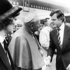 U.S. Sen. Ted Kennedy greets St. John Paul II, as first lady Rosalyn Carter, wife of President Jimmy Carter, looks on, during his arrival in Boston in 1979. During his papacy, St. John Paul made seven visits to the United States and in his remarks often drew on the nation's foundational documents -- the Declaration of Independence, the Constitution and the Bill of Rights. (OSV News file photo)