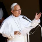 Pope Leo XIV leads the Angelus prayer in Piazza della Liberta in Castel Gandolfo, near Rome, July 26, 2026. He appealed for dialogue, diplomacy and prayers for a just peace in the Holy Land and the Middle East. (OSV News photo/Remo Casilli, Reuters)